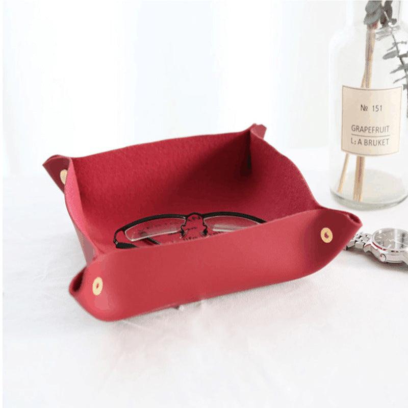 pu foldable desktop storage box Leather game quadrilateral dice storage tray 824871383859 - COCOMELODY