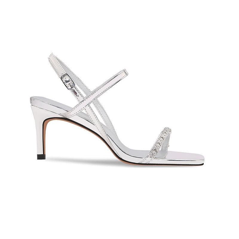 Stiletto heel Sandals Rhinestone Ankle Strap Shoes 765387738702 - COCOMELODY