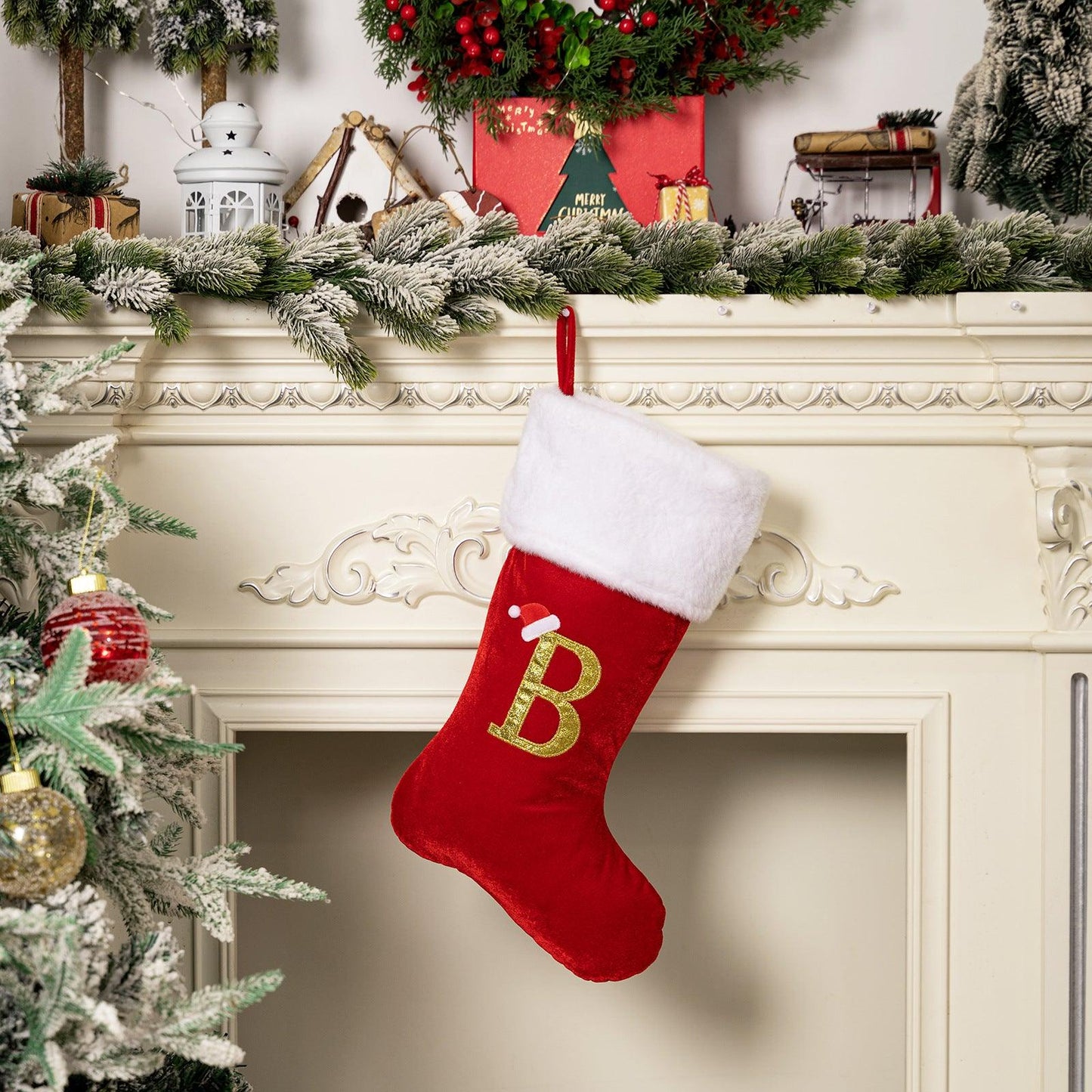 Christmas decoration supplies Red high-grade canary letter socks DIY name gift socks 829176143592