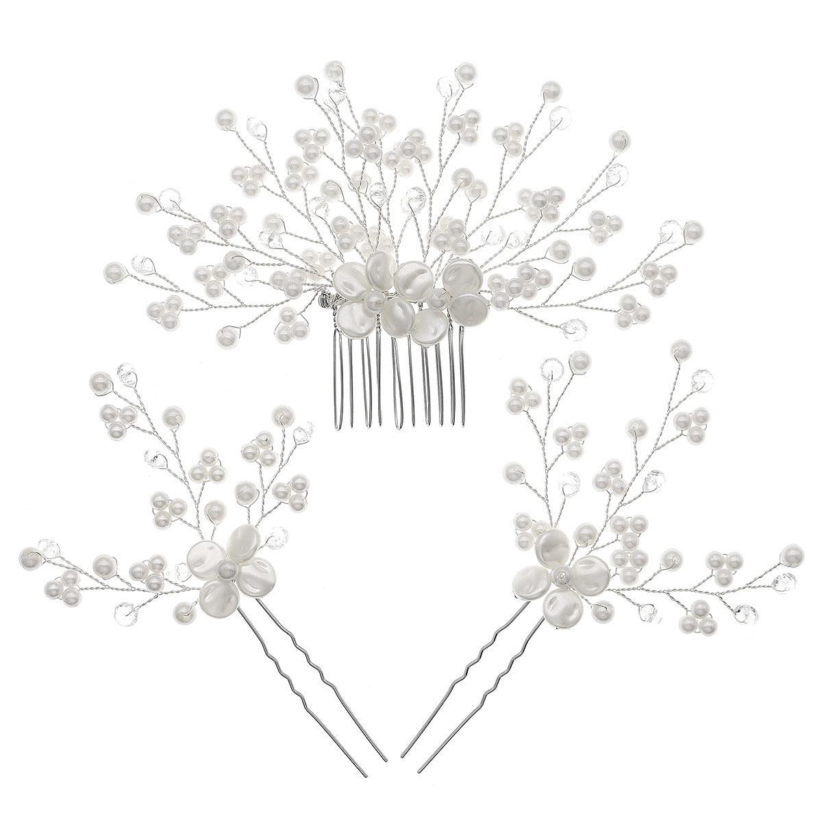 Wedding Hair Comb Pearl Crystal Bride Hair Accessories Set of 3  755481715795