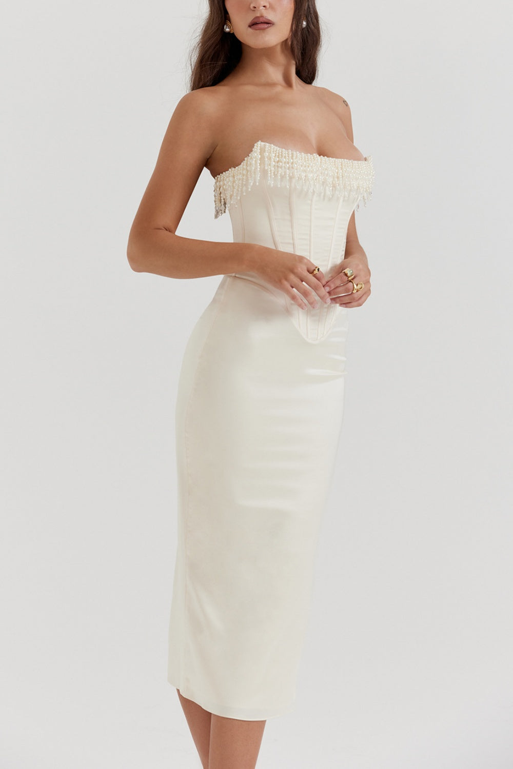 Sheath-Column Midi Satin Formal Evening Dresses 758179401320