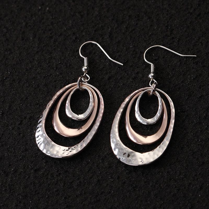 Color contrast oval geometry alloy earrings fashion high class earrings 720365775812 - COCOMELODY