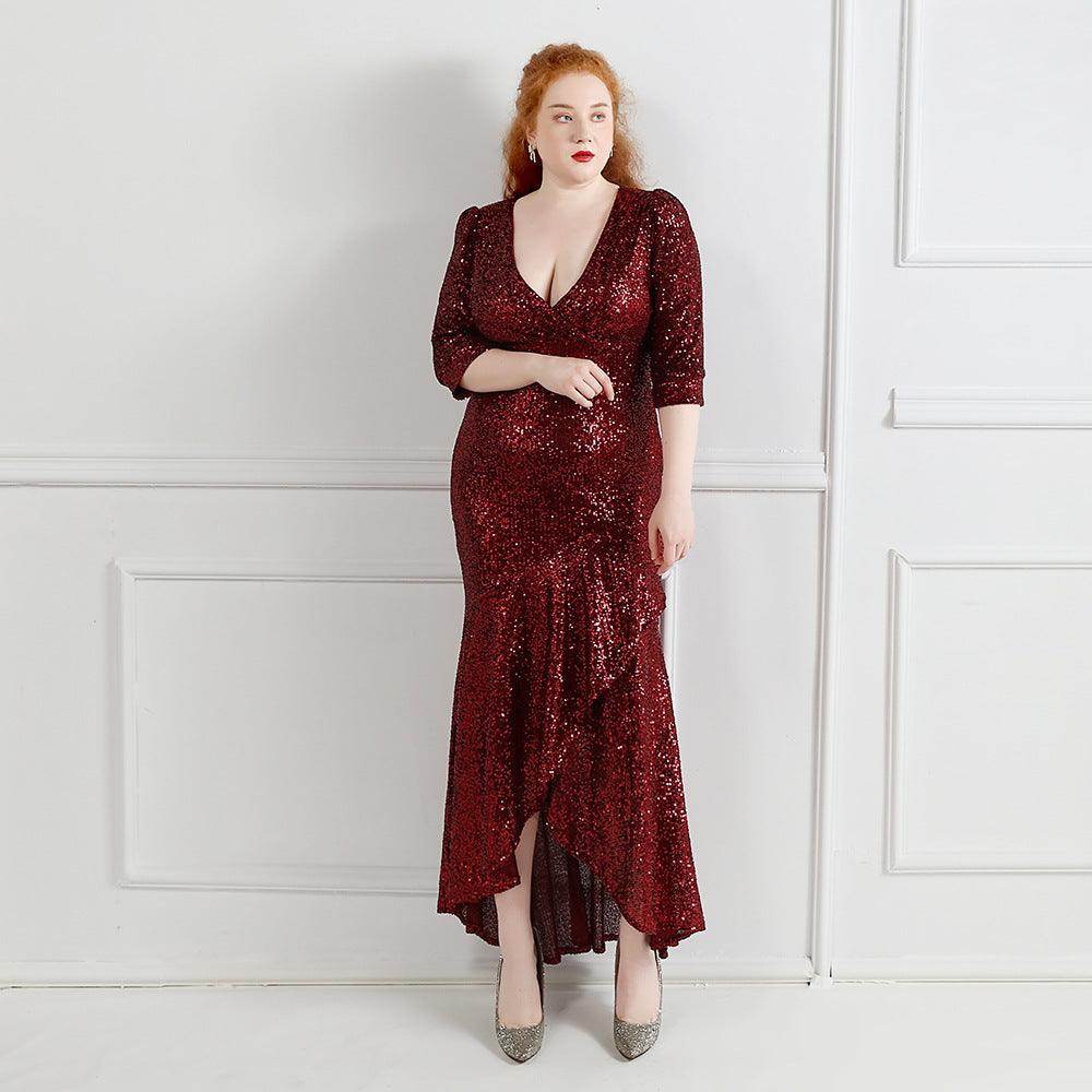 Trumpet-Mermaid Ankle Length Sequin Evening Dress COCOMELODY 647046553915, 7 Days / Burgundy / 4XL Trumpet-Mermaid Ankle Length Sequin Evening Dress COCOMELODY 647046553915, 7 Days / Burgundy / 4XL