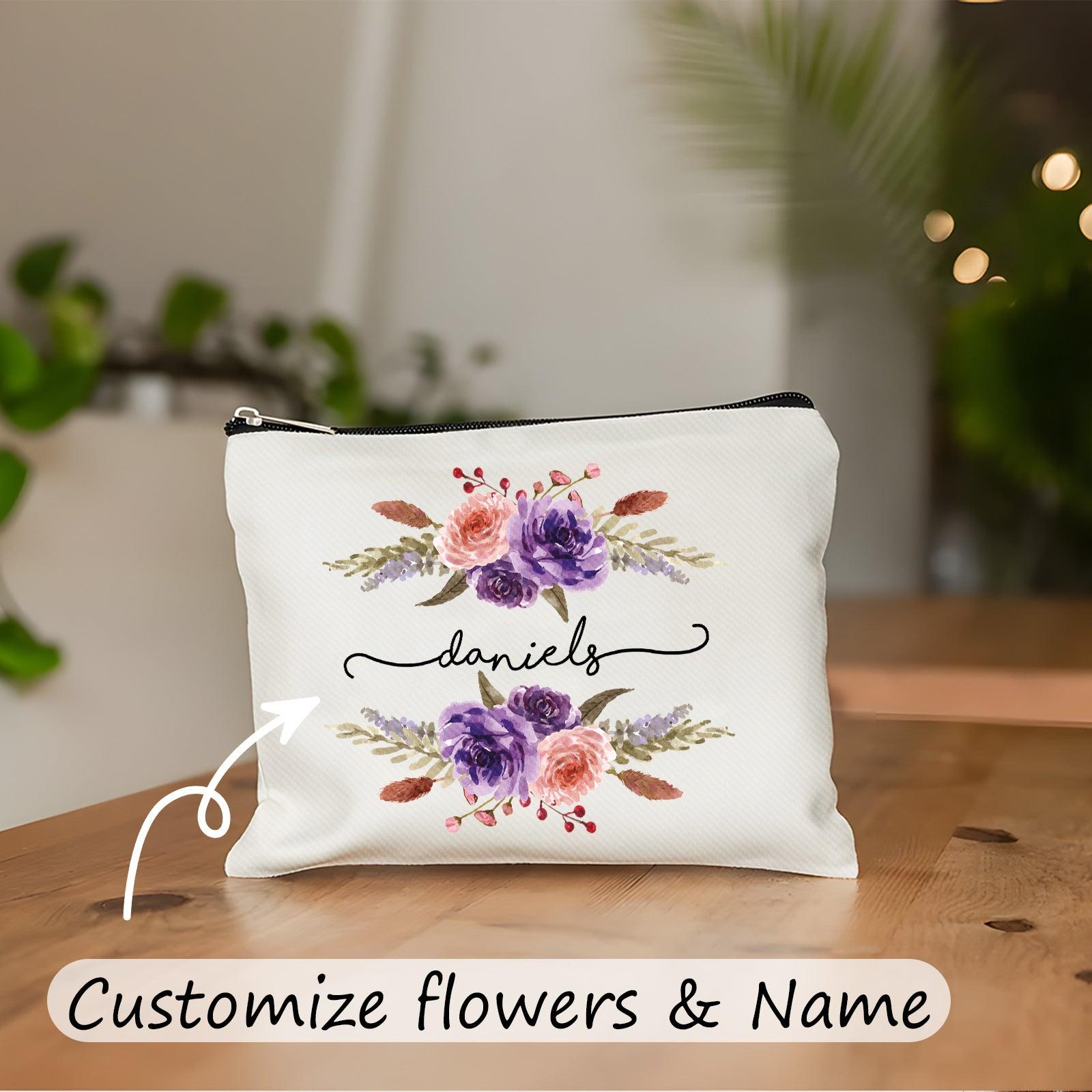 Personalized linen printed alphabet portable makeup bag 807953553521 - COCOMELODY