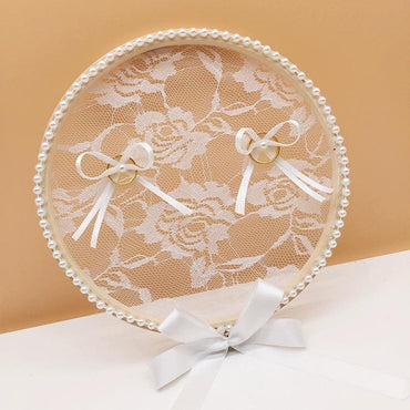 Wooden ring with lace ring pillow 581421564395 - COCOMELODY