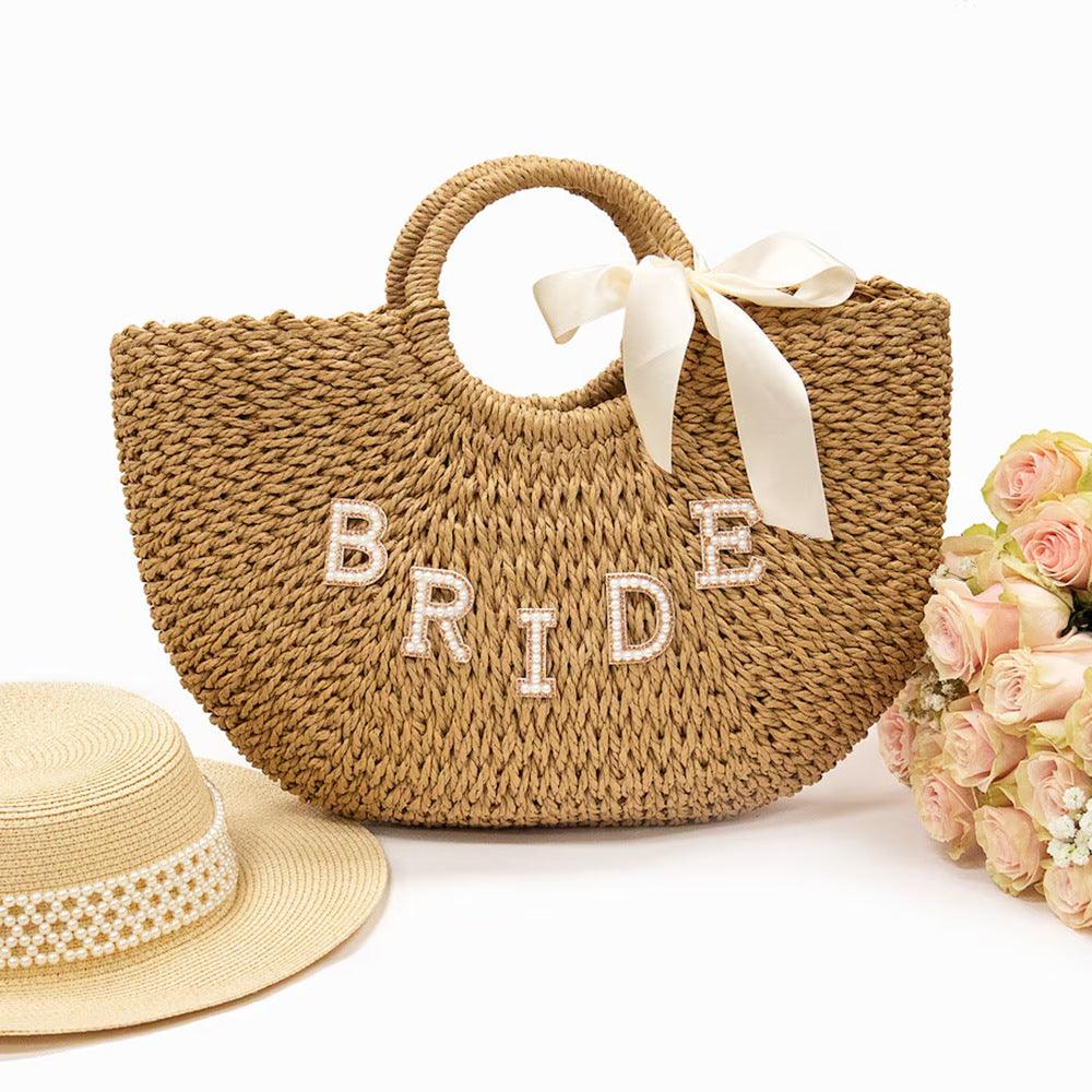 English letters Bride Mrs Straw bag wedding Bride bachelor party honeymoon  787587608952