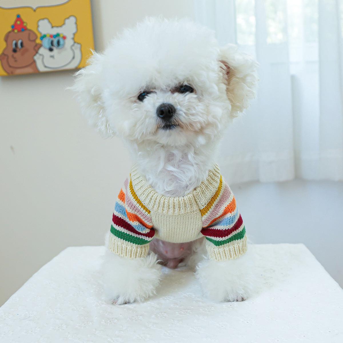Pet dog cat rainbow sweater costume 816292705027 - COCOMELODY