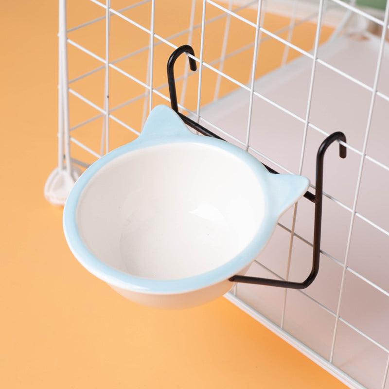Hanging ceramic cat bowl Drinking bowl anti-upset fixed hanging cage 719925463826 - COCOMELODY