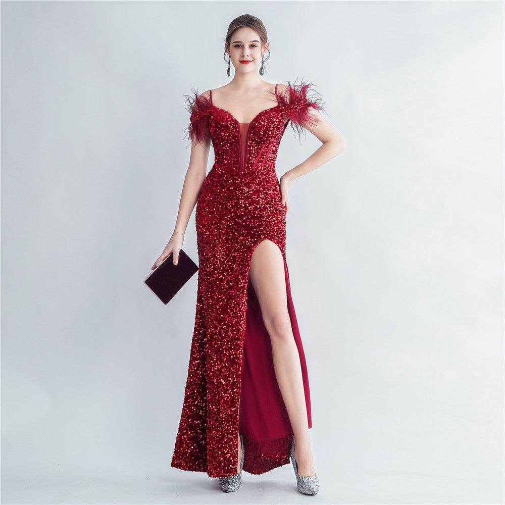 Trumpet-Mermaid Floor Length Sequins Dress 794624136176 - COCOMELODY