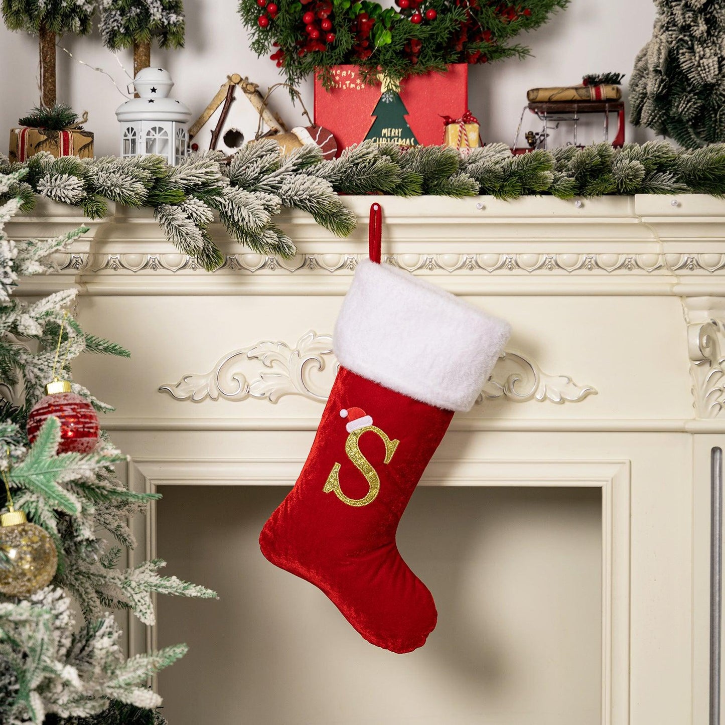 Christmas decoration supplies Red high-grade canary letter socks DIY name gift socks 829176143592