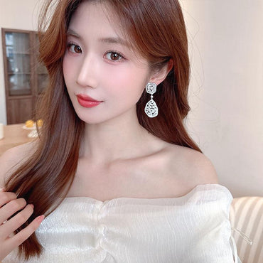 Long drop set zircon earrings 812324678919 - COCOMELODY