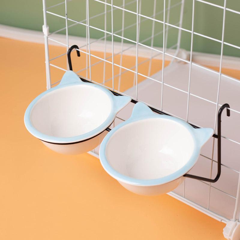Hanging ceramic cat bowl Drinking bowl anti-upset fixed hanging cage 719925463826 - COCOMELODY