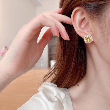 Small sugar cube zircon earrings 821703476887 - COCOMELODY
