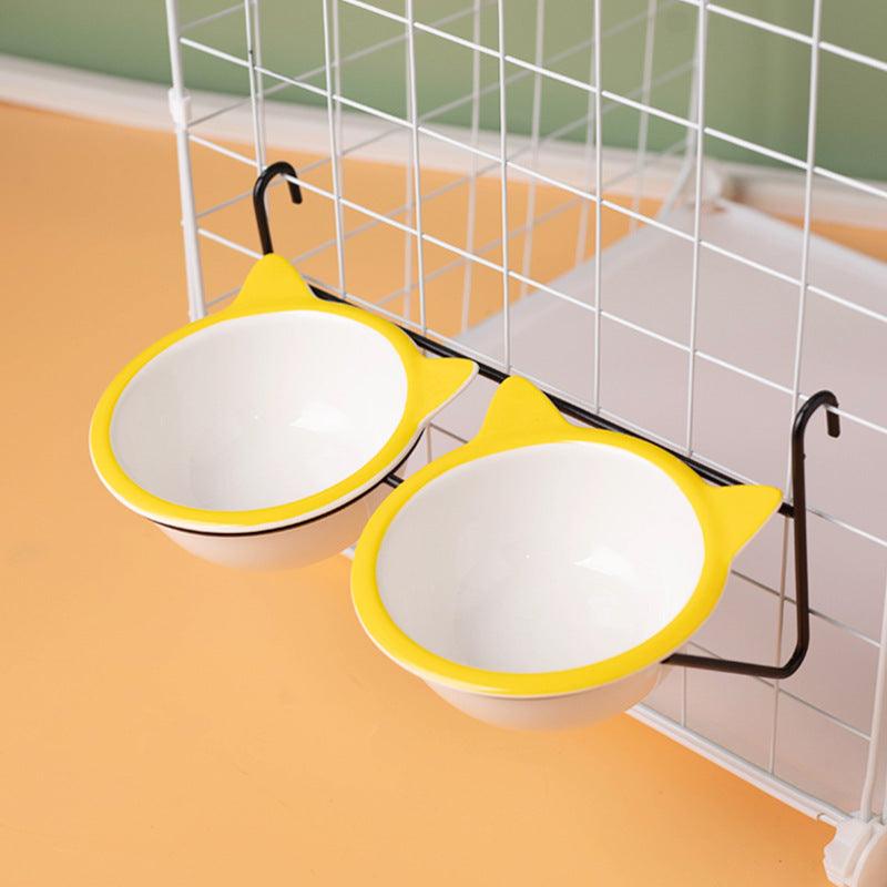 Hanging ceramic cat bowl Drinking bowl anti-upset fixed hanging cage 719925463826 - COCOMELODY