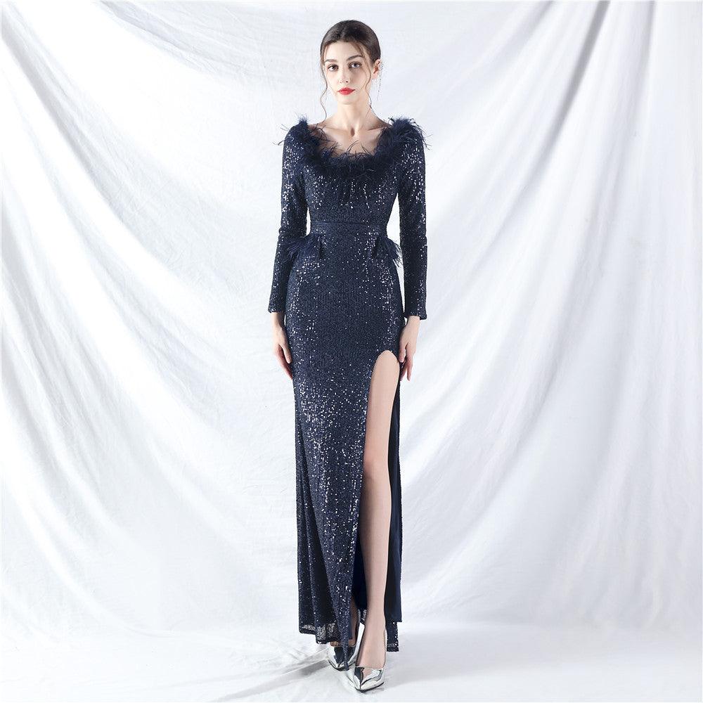 Trumpet-Mermaid Ankle Length Sequined Dress 807936765830 - COCOMELODY