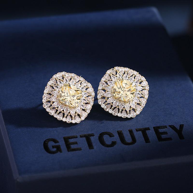 Zircon stud earrings 674517150314 - COCOMELODY