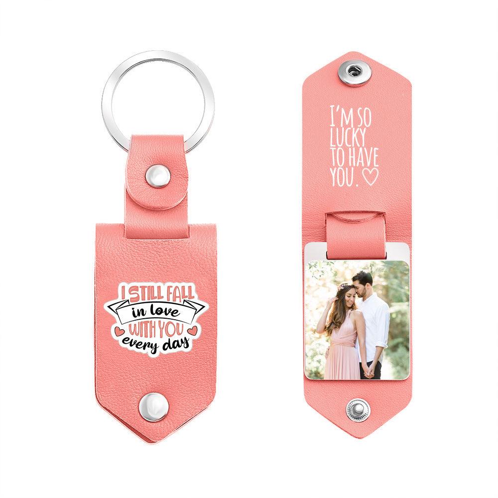 DIY printed leather aluminum key chain PU leather creative gift 837230735708 - COCOMELODY