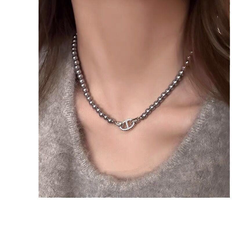 Pearl necklace sweater chain choker collarbone chain 748784777293 - COCOMELODY