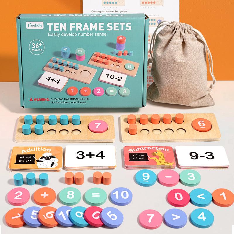 Wooden ten lattice array number sense teaching AIDS ten counter children's math puzzle toy 834097782183 - COCOMELODY