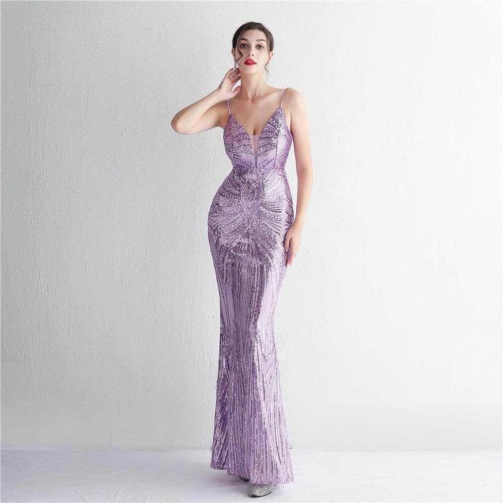 Trumpet-Mermaid Floor Length Sequins Dress 687482392338 - COCOMELODY