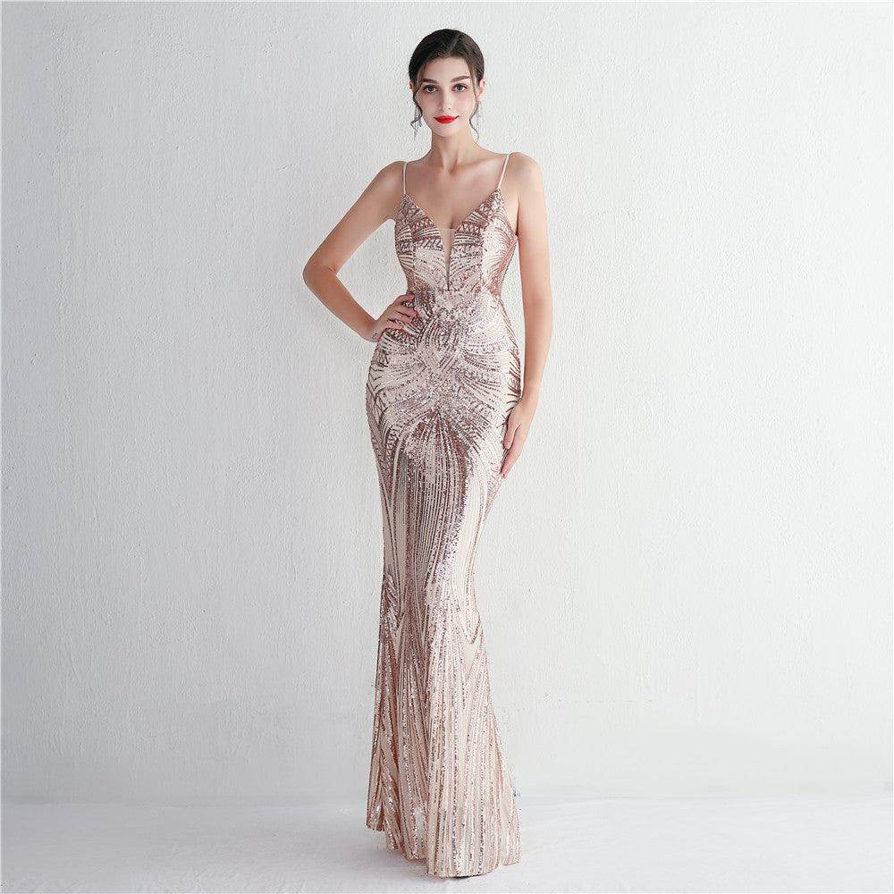 Trumpet-Mermaid Floor Length Sequins Dress 687482392338 - COCOMELODY