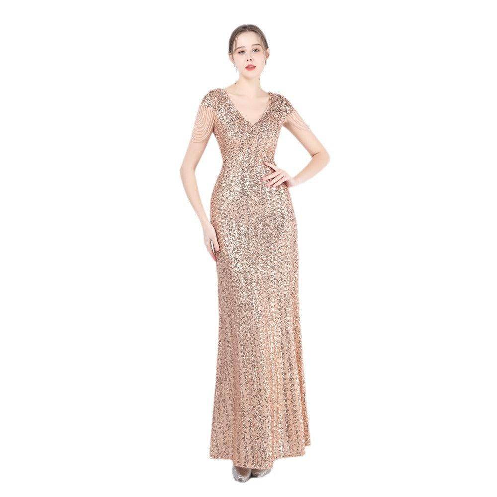 Trumpet-Mermaid Floor Length Sequins Dress 798985229504 - COCOMELODY