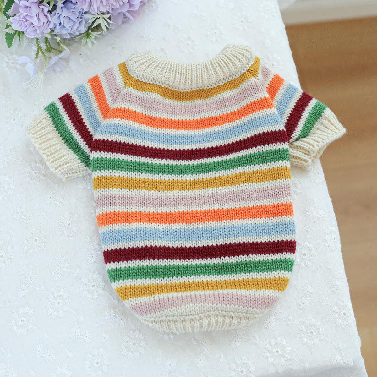 Pet dog cat rainbow sweater costume 816292705027 - COCOMELODY