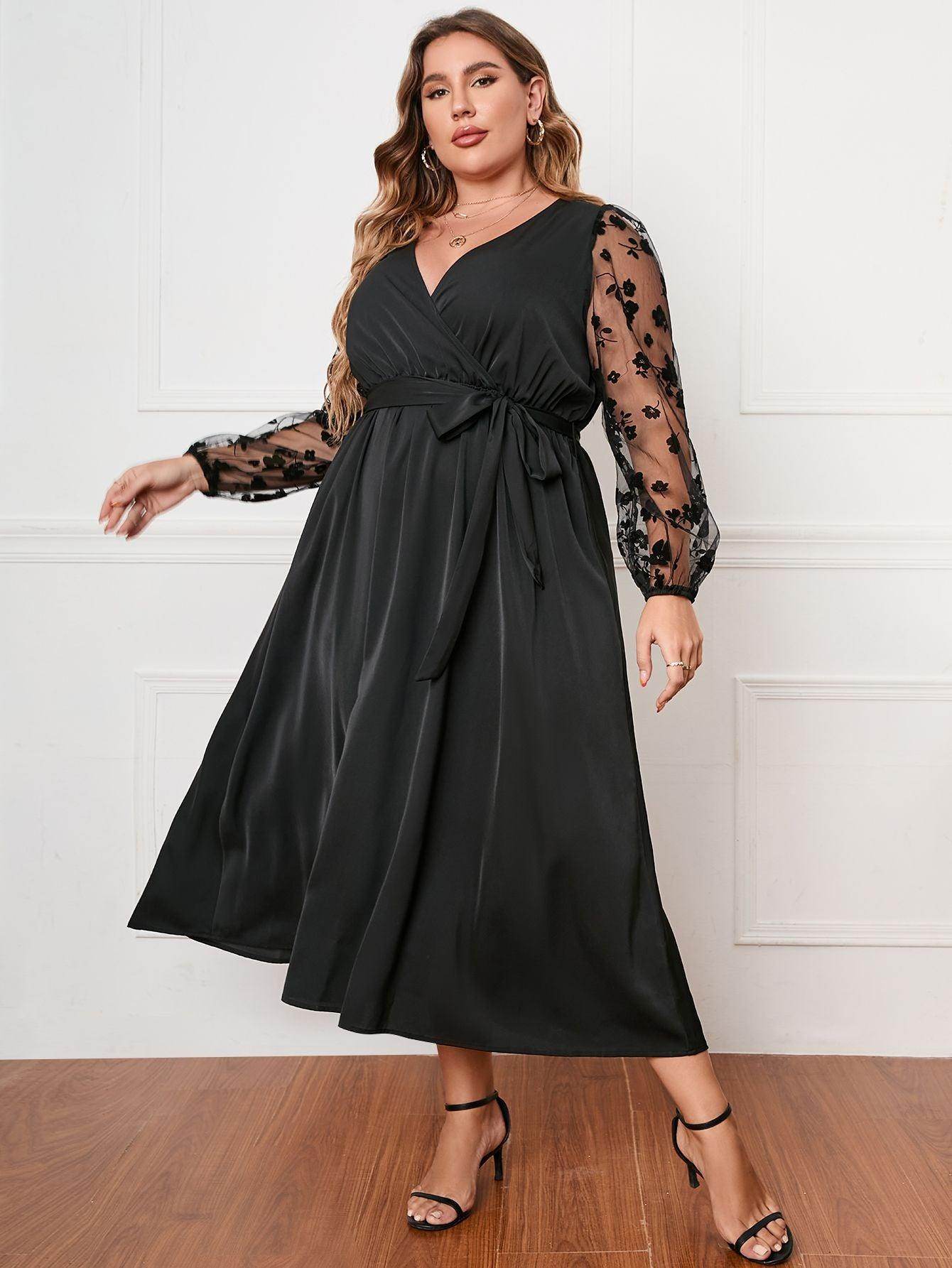 plus size polyester dress Wholesale Simple A-Line Skirt Dress with 3/4 Length Sleeve in Polyester & Elastane, Available in Women Xxl