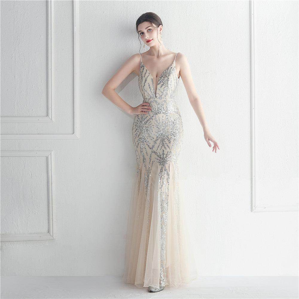 Trumpet-Mermaid Floor Length Sequins Dress 721888960721 - COCOMELODY