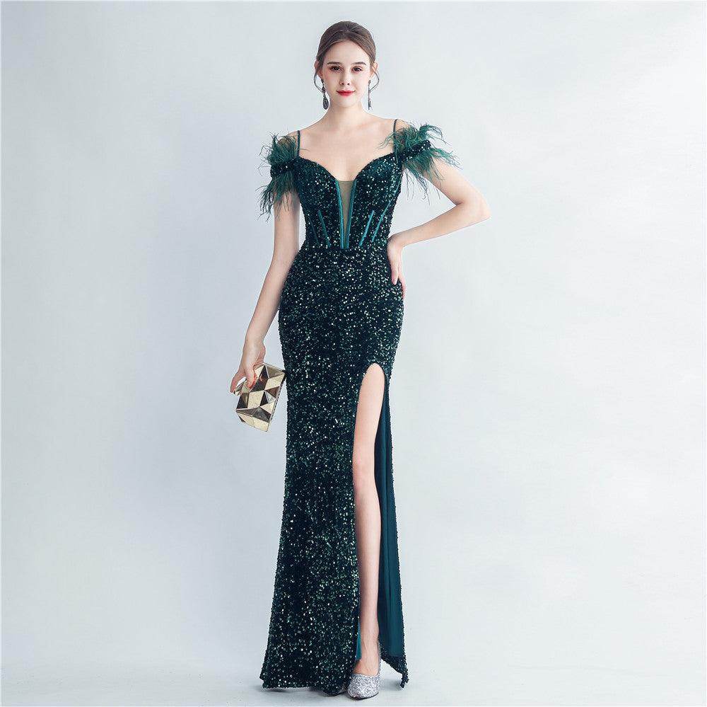 Trumpet-Mermaid Floor Length Sequins Dress 794624136176 - COCOMELODY