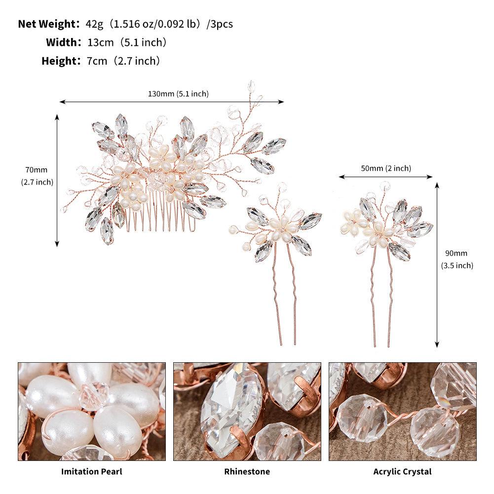 Wedding Hair Comb Pearl Forest Bride Hair Accessories Set of 3 734482274608 - COCOMELODY