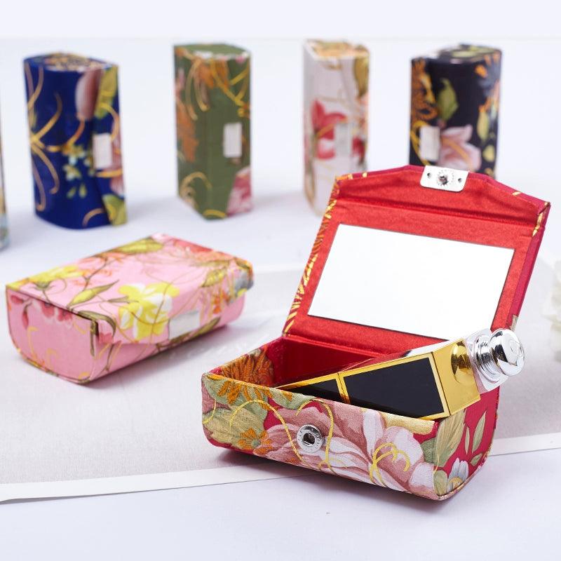 Featured brocade embroidery lipstick case Chinese lipstick case with mirror 563187976000 - COCOMELODY