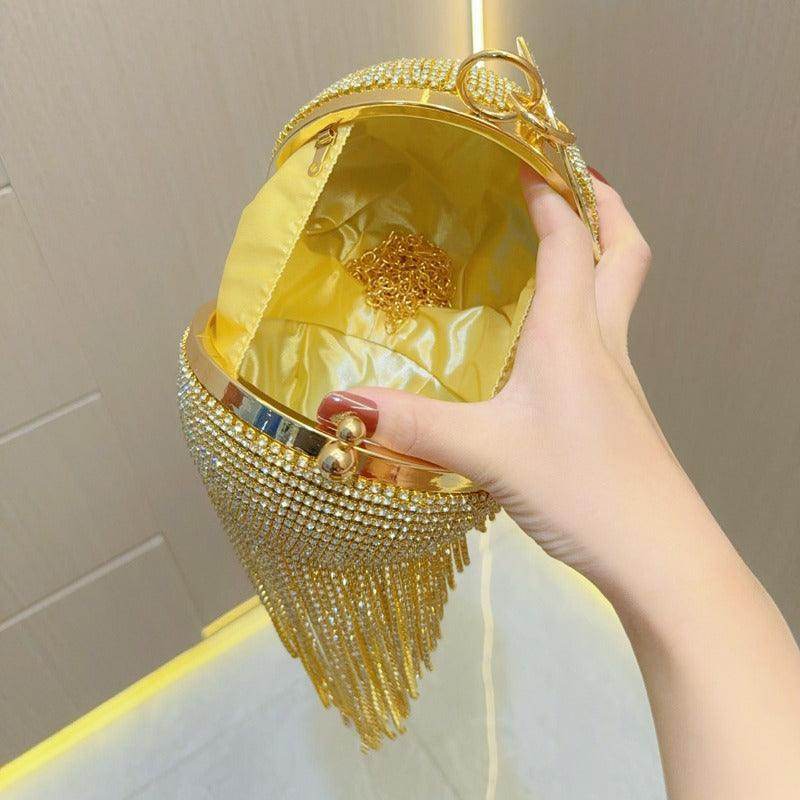 Rhinestone lady bag fringe bag party bag 786140693461 - COCOMELODY