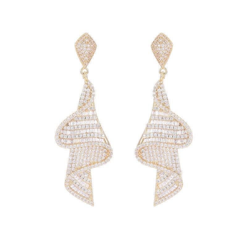 Zircon skirt streamer earrings 737367022162 - COCOMELODY