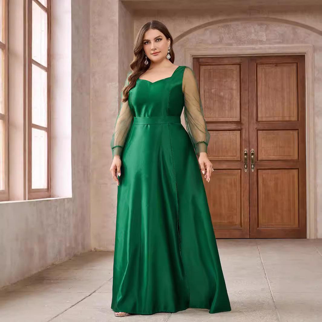 A-Line Floor Length Satin dress 829286840562 - COCOMELODY