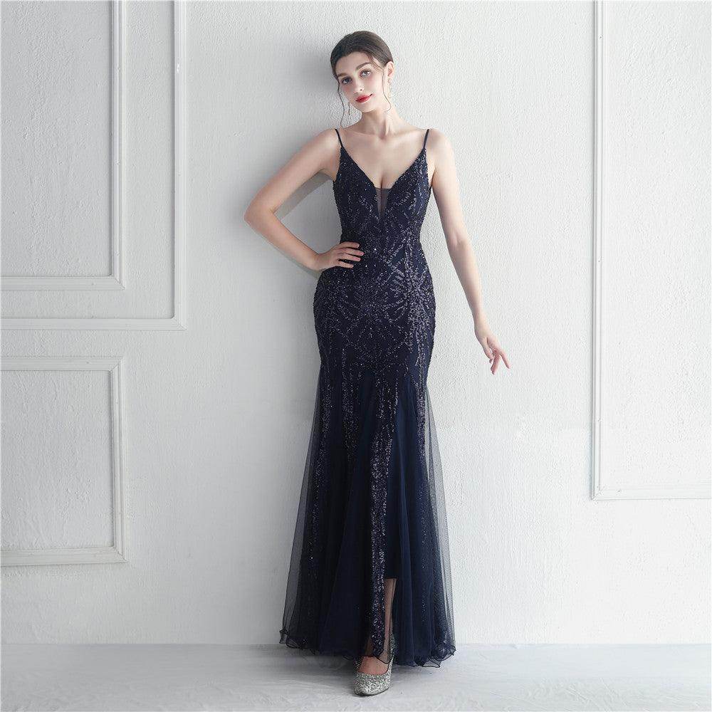 Trumpet-Mermaid Floor Length Sequins Dress 721888960721 - COCOMELODY