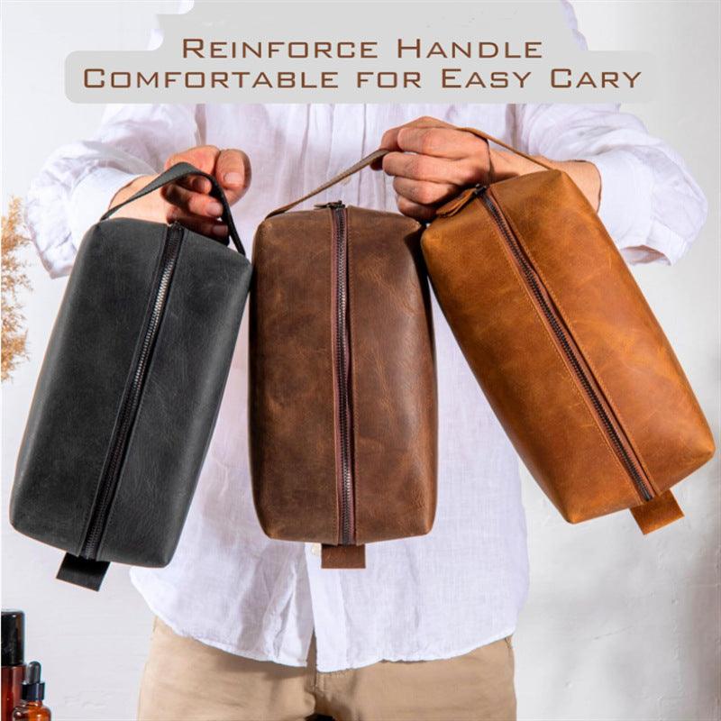 Vintage leather men's toiletry bag Leather toiletry bag 803233514721 - COCOMELODY