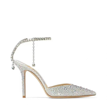 Glitter Ankle Strap Pointy Stiletto heel Sandals 772939443259 - COCOMELODY