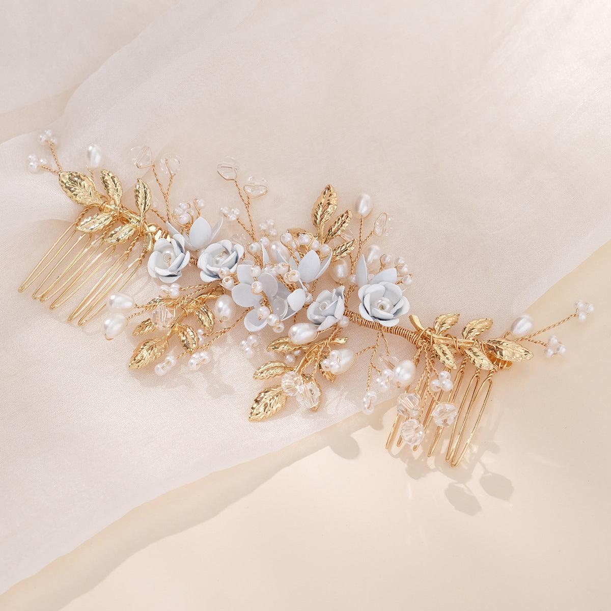 Bridal accessories Insert comb Atmospheric flowers wedding hair styling hair accessories vintage handcrafted comb 768931639047 - COCOMELODY