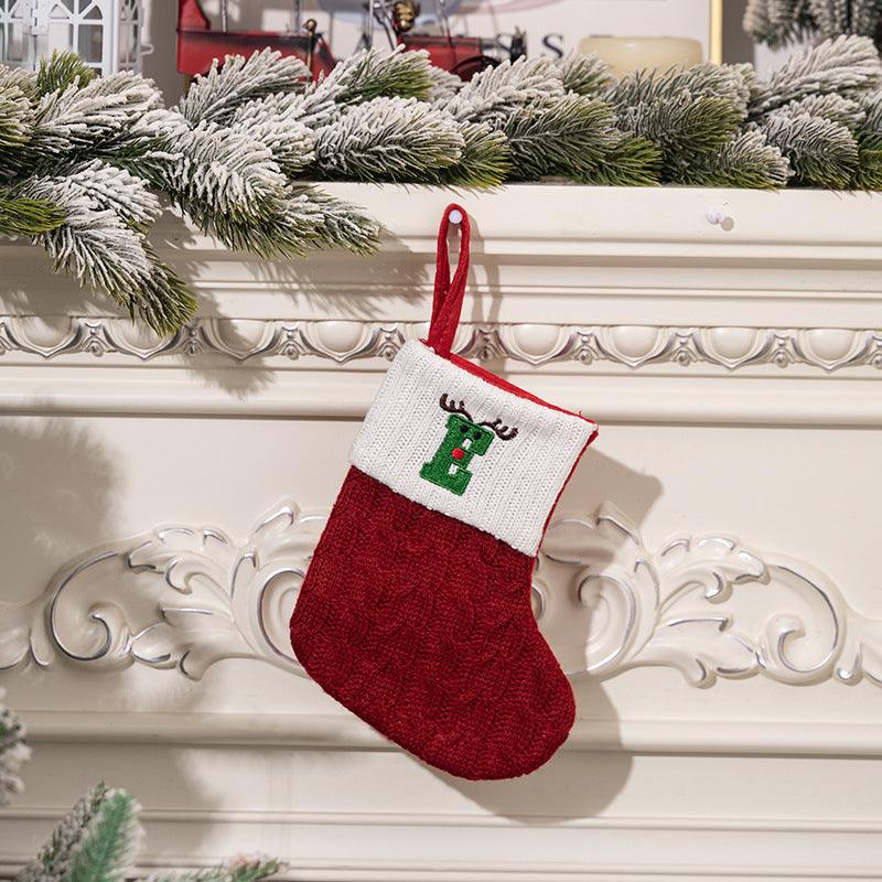 Christmas decorations Red knitted alphabet Embroidery Christmas socks Colorful DIY name gift socks 831001958177