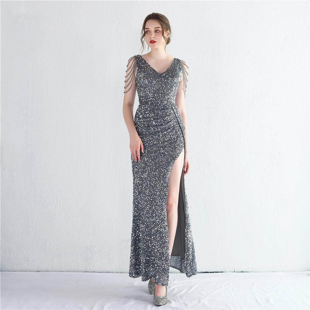 Trumpet-Mermaid Floor Length Sequins Dress 682786662179 - COCOMELODY