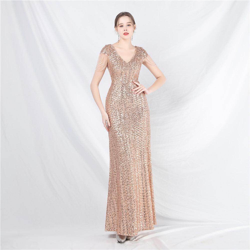 Trumpet-Mermaid Floor Length Sequins Dress 798985229504 - COCOMELODY