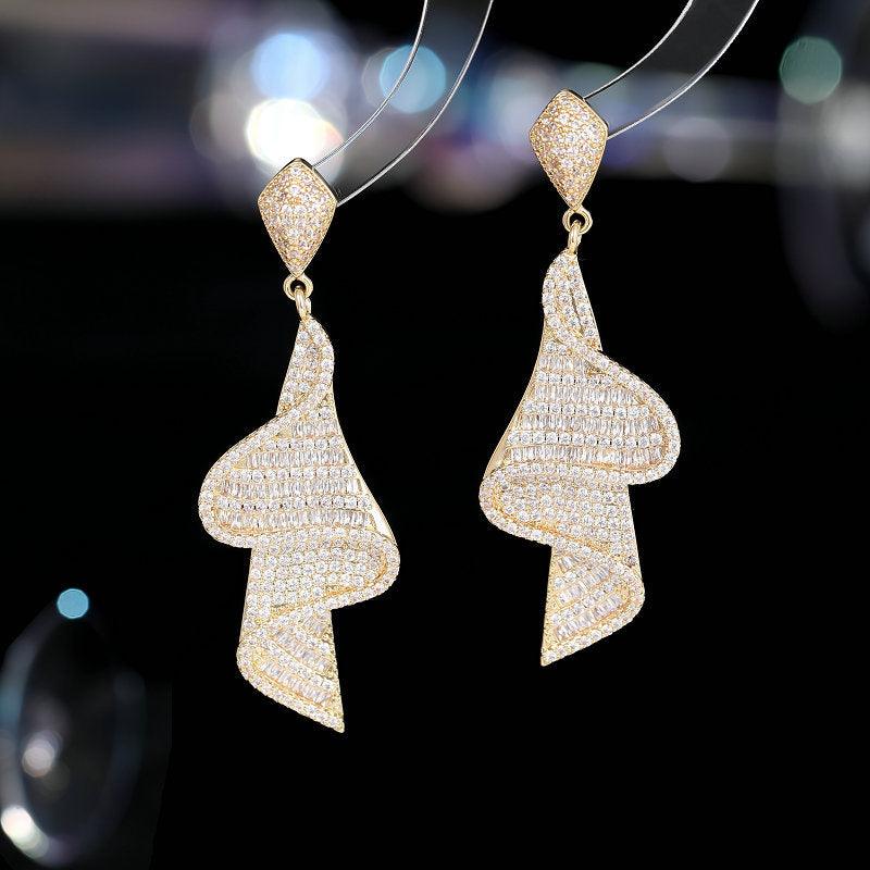 Zircon skirt streamer earrings 737367022162 - COCOMELODY