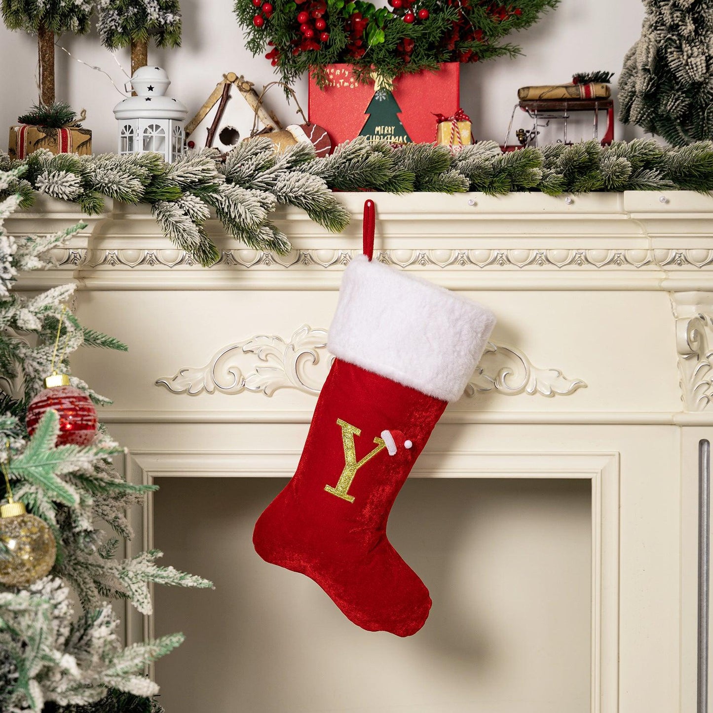 Christmas decoration supplies Red high-grade canary letter socks DIY name gift socks 829176143592