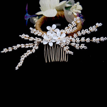 Gold Leaf Updo Hair Comb Handmade Bride Crown Headpiece Flower hair comb bridal accessories 771680467137 - COCOMELODY