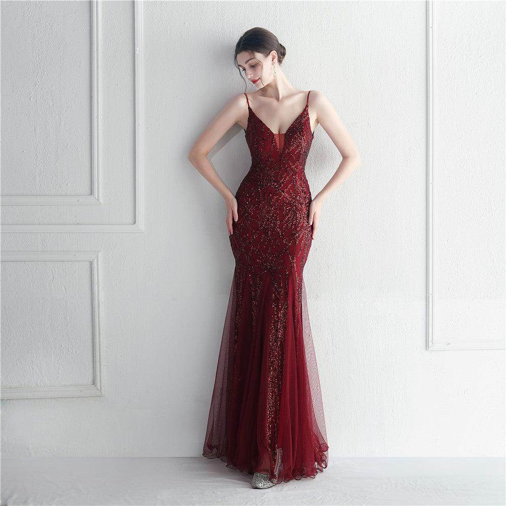 Trumpet-Mermaid Floor Length Sequins Dress 721888960721 - COCOMELODY