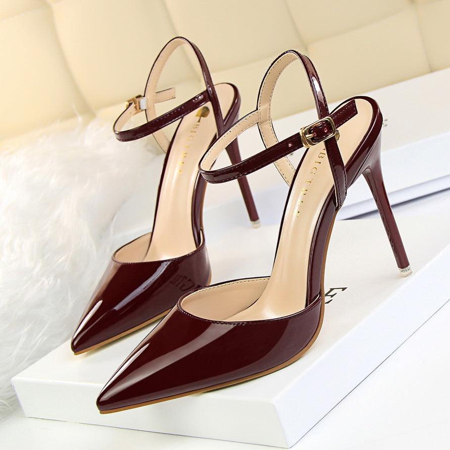 Silver Metallic Slingback Heel Sandals 552220831213 - COCOMELODY