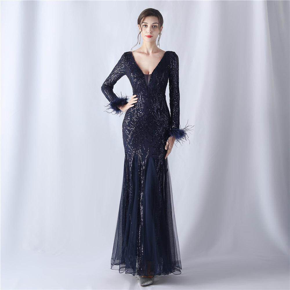 Trumpet-Mermaid Floor Length Sequins Dress 785114258670 - COCOMELODY