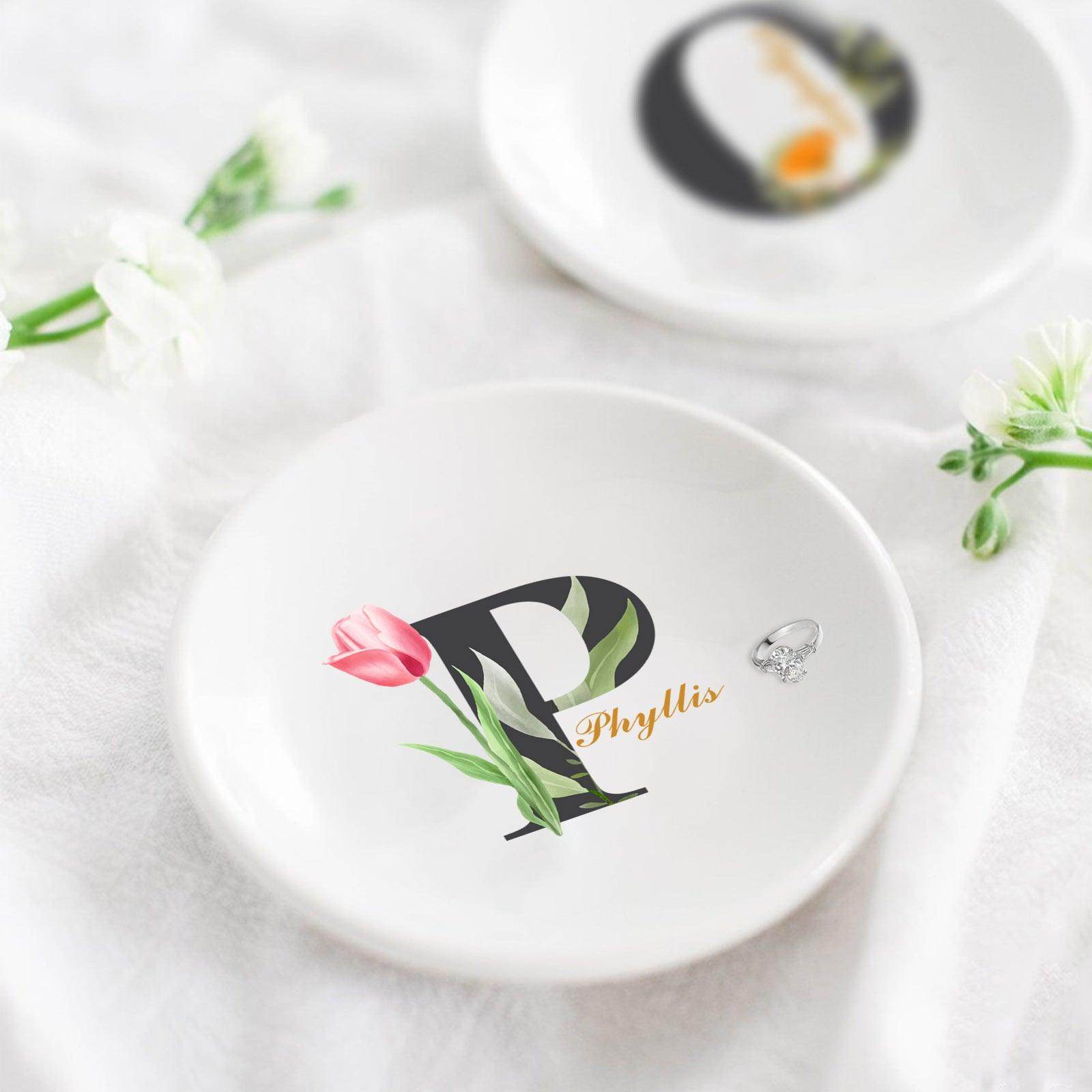 Personalized name ceramic plate, girlfriend gift, Mother's Day gift, memorial gift 807972541490 - COCOMELODY