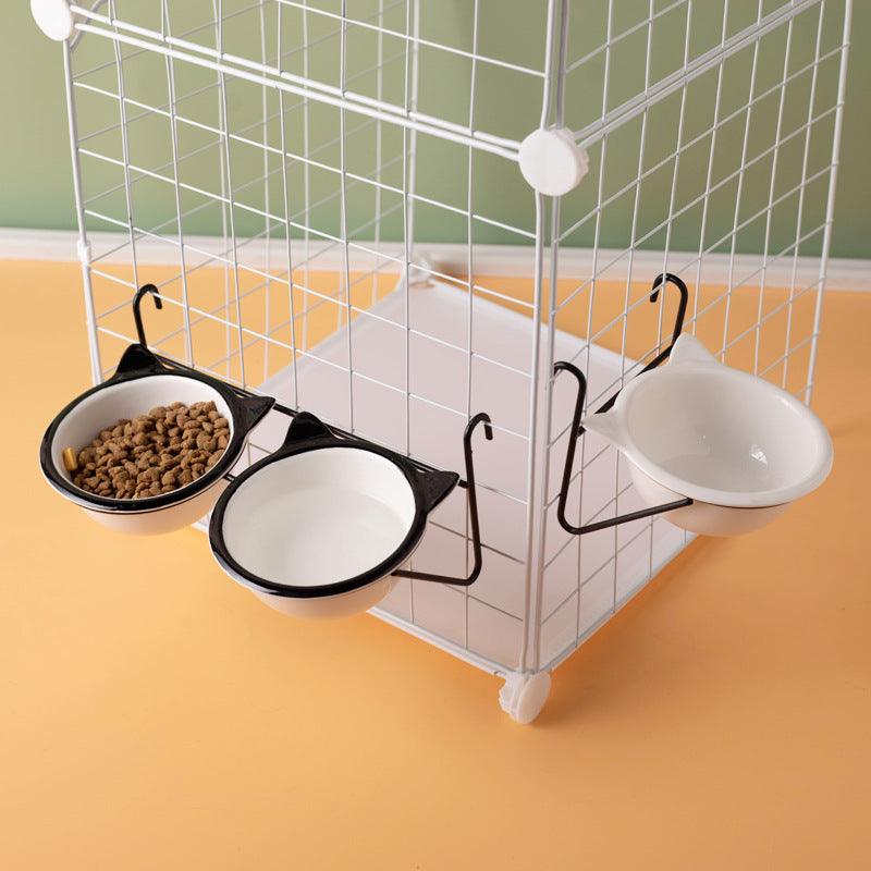 Hanging ceramic cat bowl Drinking bowl anti-upset fixed hanging cage 719925463826 - COCOMELODY